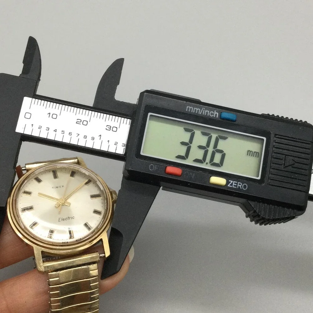 Vintage Timex Electric Mens Watch 34mm Gold Tone Band NOT RUNNING FOR PARTS